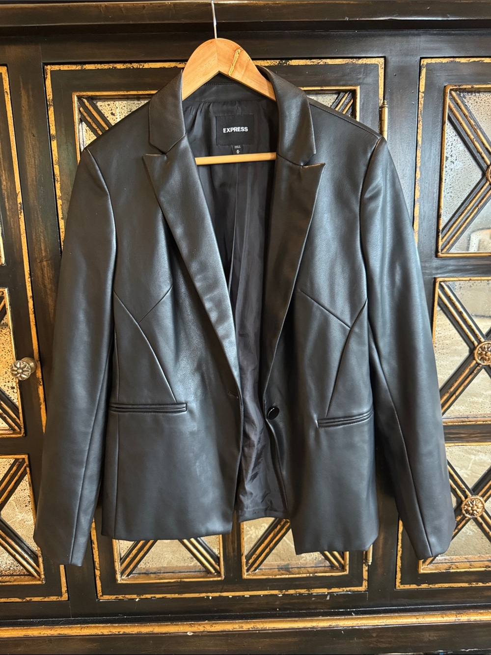 Express Black Faux Leather Blazer Jacket